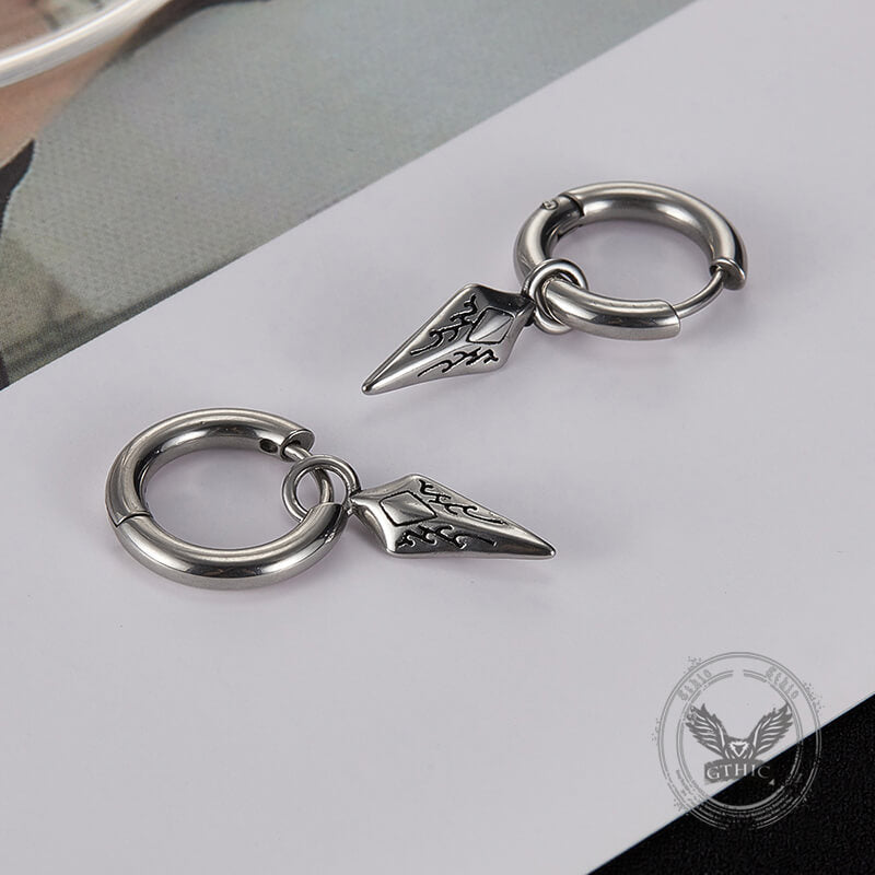 Simple Spearhead Stainless Steel Hoop Earrings