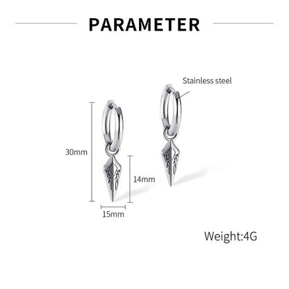 Simple Spearhead Stainless Steel Hoop Earrings