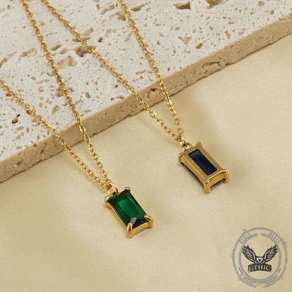 Simple Square Zircon Stainless Steel Necklace