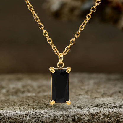 Simple Square Zircon Stainless Steel Necklace