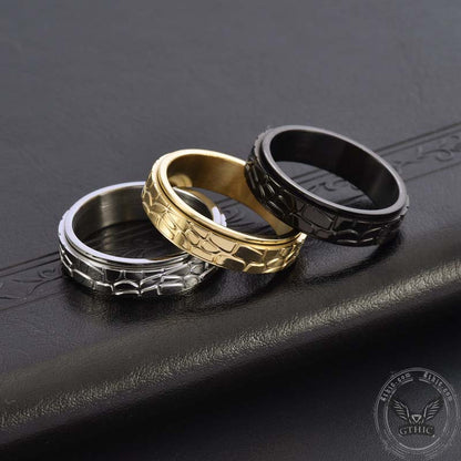 Simple Stone Texture Stainless Steel Spinner Ring