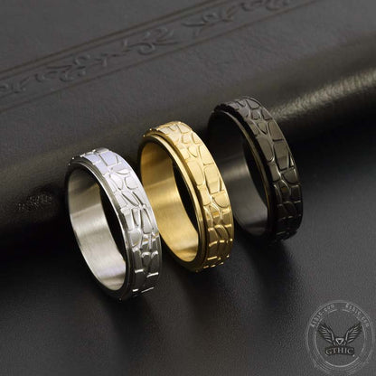 Simple Stone Texture Stainless Steel Spinner Ring