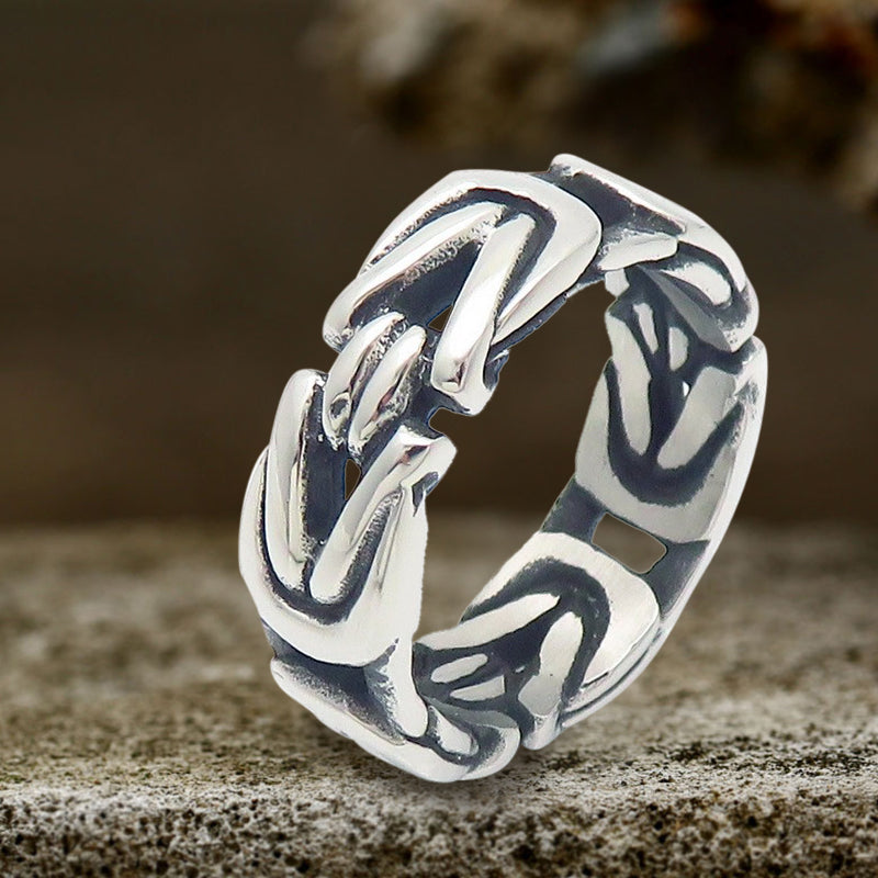 Simple V-shaped Emperor Chain Couple Stainless Steel Ring