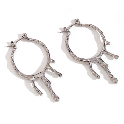 Simple Water Drop Shape Stainless Steel Retro Earrings