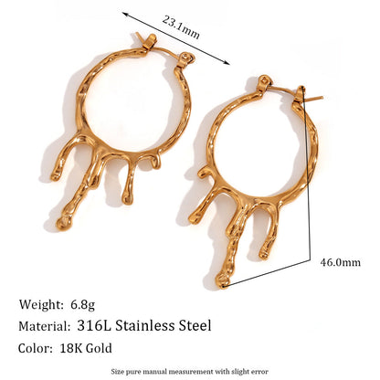Simple Water Drop Shape Stainless Steel Retro Earrings