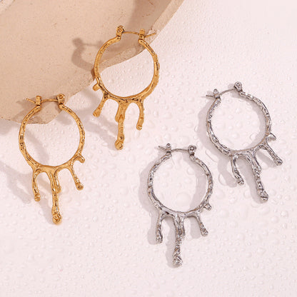 Simple Water Drop Shape Stainless Steel Retro Earrings