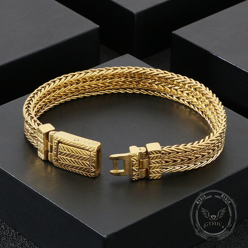 Simple Wheat Braided Stainless Steel Bracelet
