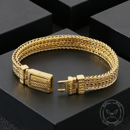 Simple Wheat Braided Stainless Steel Bracelet