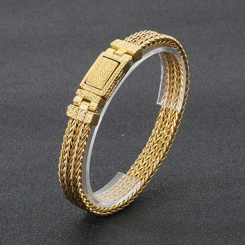 Simple Wheat Braided Stainless Steel Bracelet