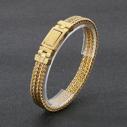 Simple Wheat Braided Stainless Steel Bracelet