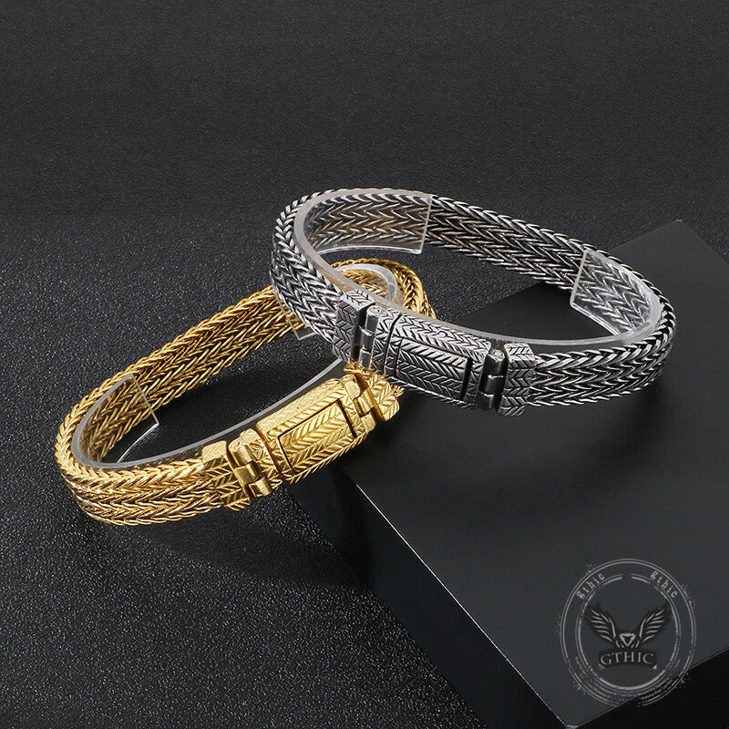 Simple Wheat Braided Stainless Steel Bracelet