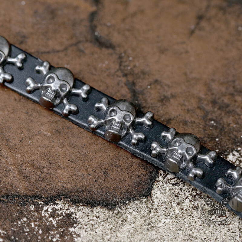 Skull Alloy Leather Punk Bracelet