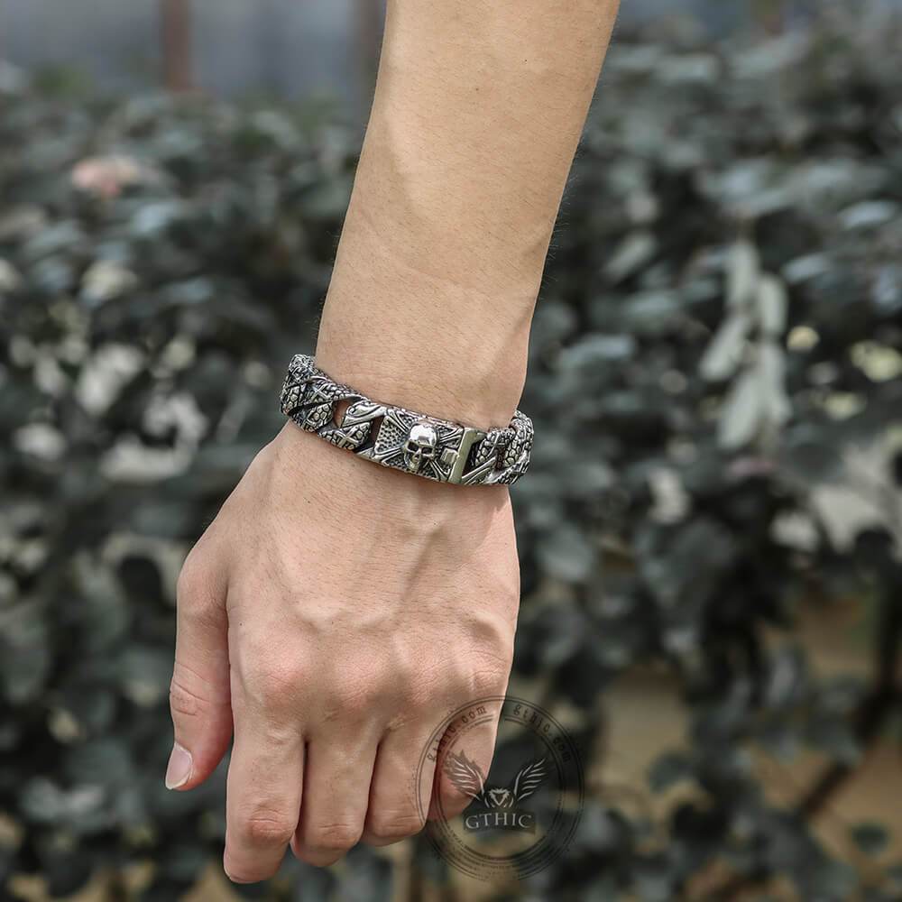 Skull and Cross Stainless Steel Bracelet