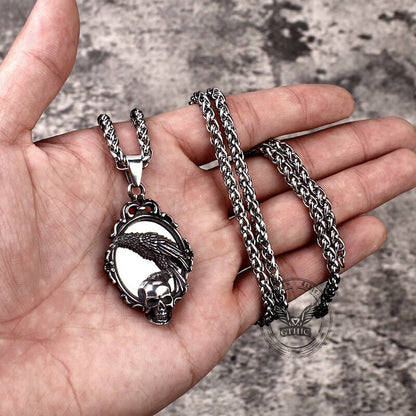 Skull And Raven Stainless Steel Pendant