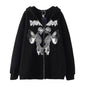 Skull Butterfly Polyester Hoodie Coat