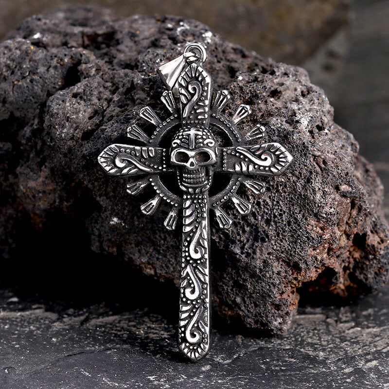 Skull Cross Stainless Steel Pendant Necklace