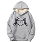 Skull Hand Love Heart Warm Fleece Sherpa Lined Hoodie