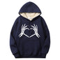 Skull Hand Love Heart Warm Fleece Sherpa Lined Hoodie