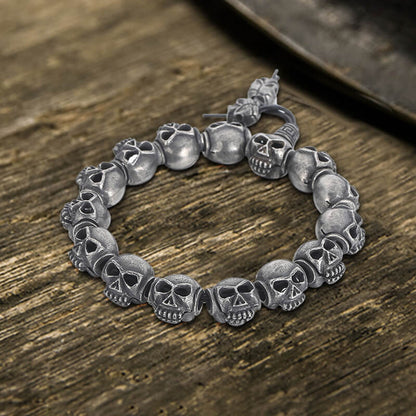 Skull Head Bead Stainless Steel Bracelet