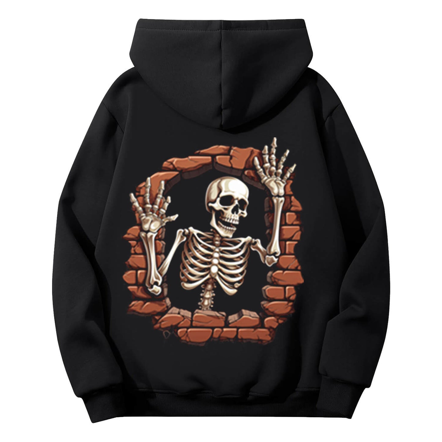 Skull In The Wall Print Gothic Hoodie Coat