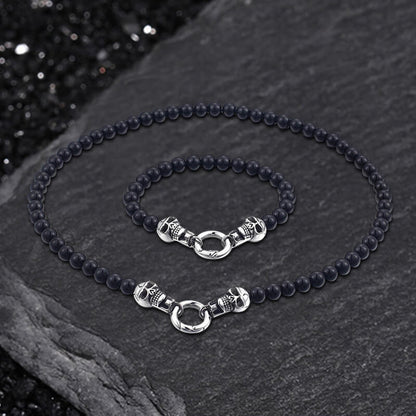 Skull Round Bead Stainless Steel Jewelry Set