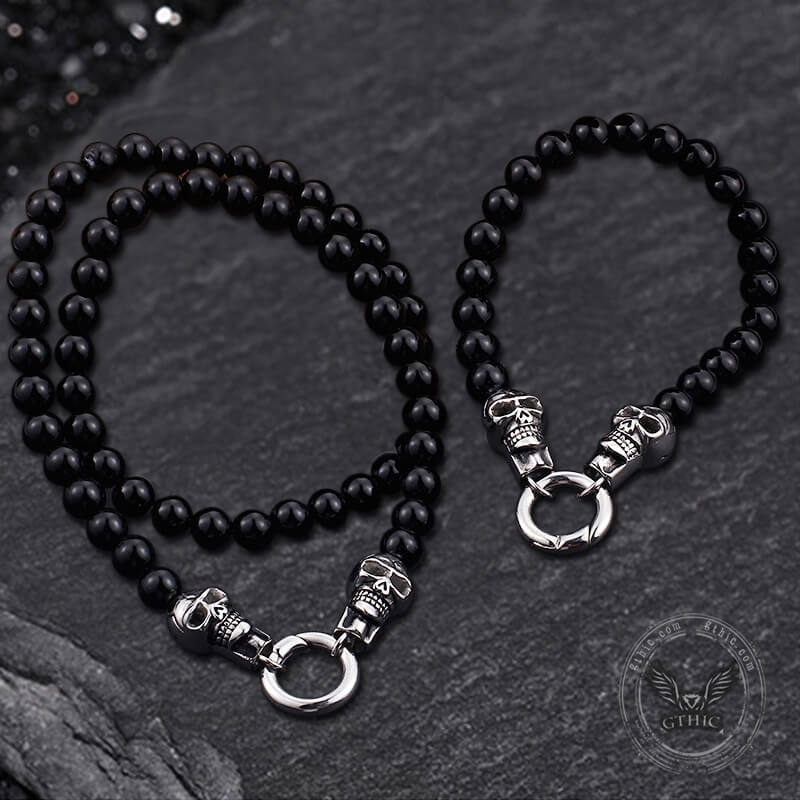 Skull Round Bead Stainless Steel Jewelry Set