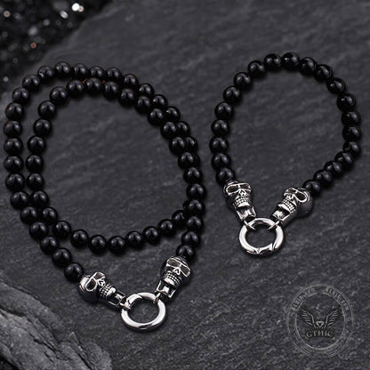 Skull Round Bead Stainless Steel Jewelry Set