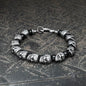 Skull Stainless Steel Natural Stone Beads Bracelet