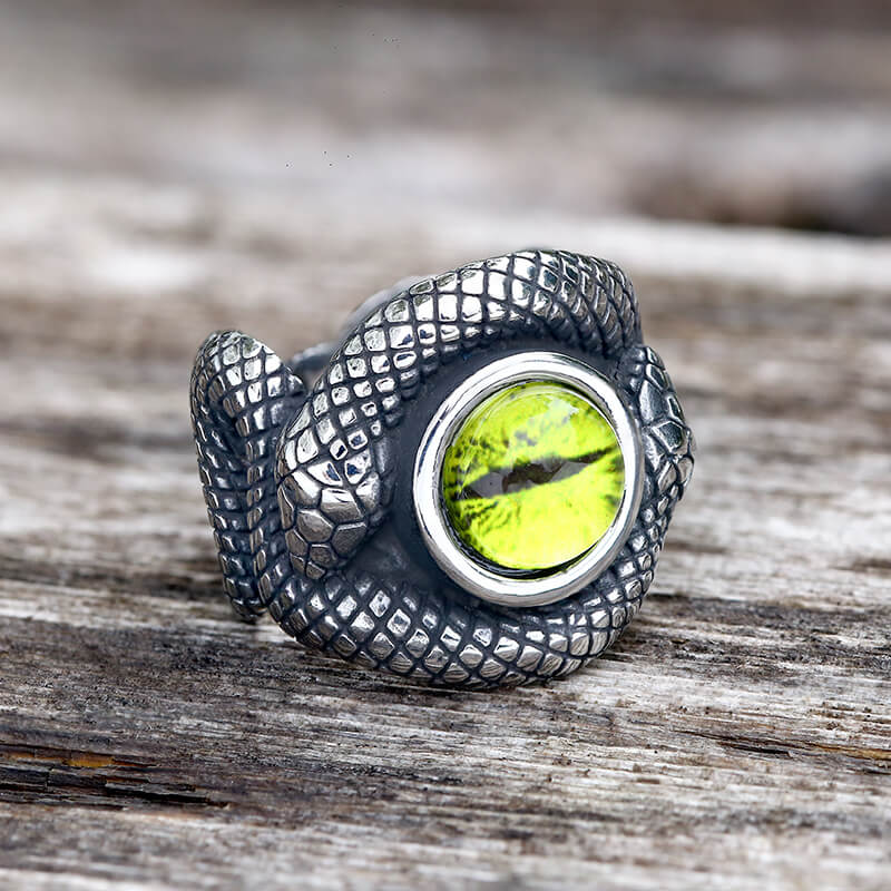 Snake Eye Stainless Steel Gemstone Ring
