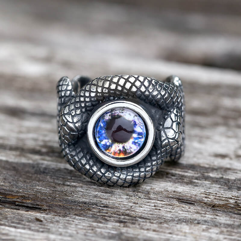 Snake Eye Stainless Steel Gemstone Ring