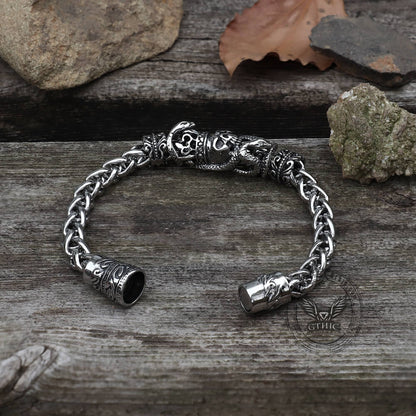 Snake Punk Stainless Steel Skull Bracelet