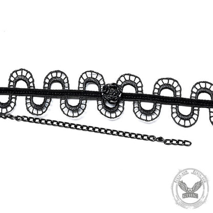 Snake Shaped Rose Lace Gothic Choker Necklace