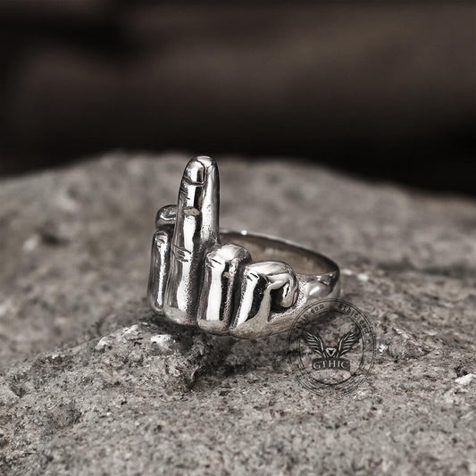 Soccer Middle Finger Stainless Steel Ring