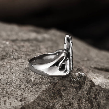 Soccer Middle Finger Stainless Steel Ring