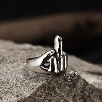 Soccer Middle Finger Stainless Steel Ring