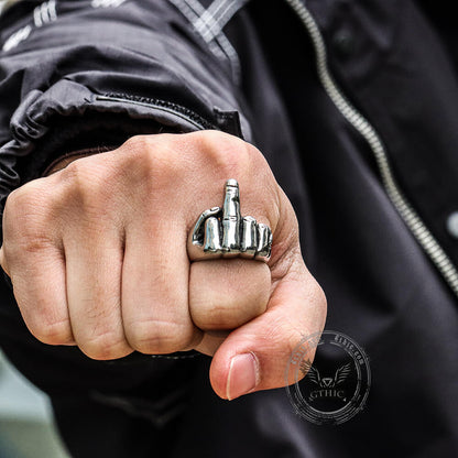 Soccer Middle Finger Stainless Steel Ring