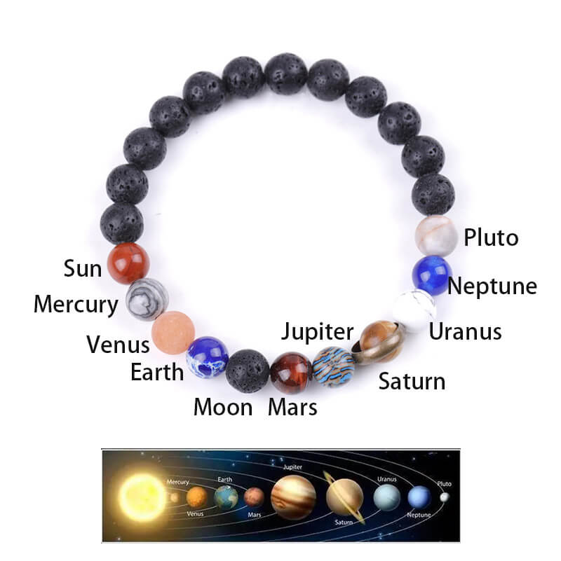 Solar System Natural Stone Beaded Bracelet