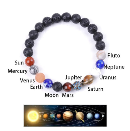 Solar System Natural Stone Beaded Bracelet