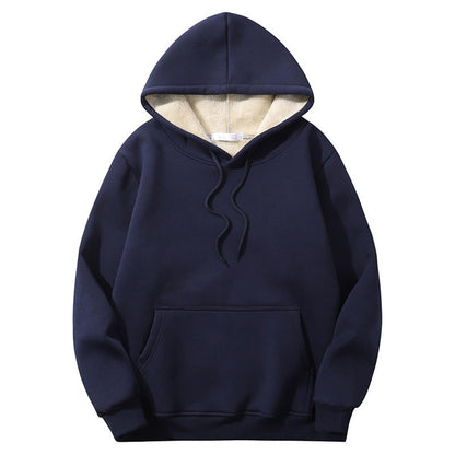 Solid Color Multicolor Warm Fleece Sherpa Lined Hoodie