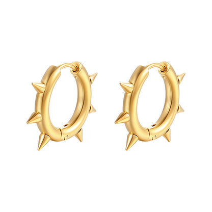 Solid Color Spike Stainless Steel Huggie Earrings