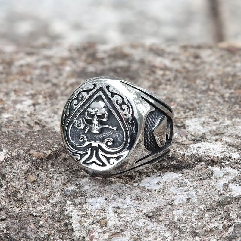 Spades Skull Stainless Steel Ring