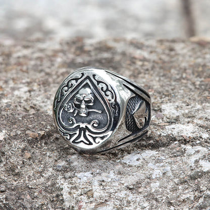 Spades Skull Stainless Steel Ring