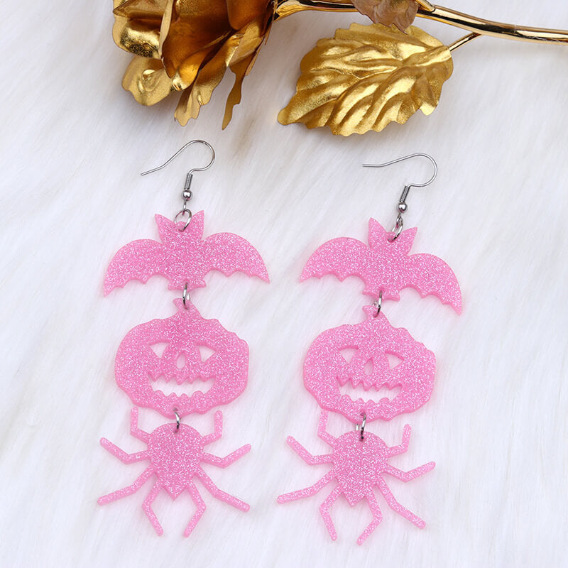 Spider Pumpkin Bat Acrylic Halloween Earrings