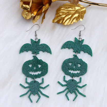 Spider Pumpkin Bat Acrylic Halloween Earrings