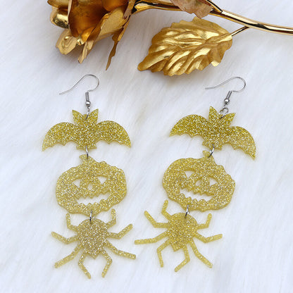 Spider Pumpkin Bat Acrylic Halloween Earrings