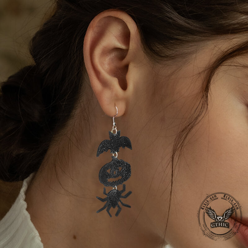 Spider Pumpkin Bat Acrylic Halloween Earrings