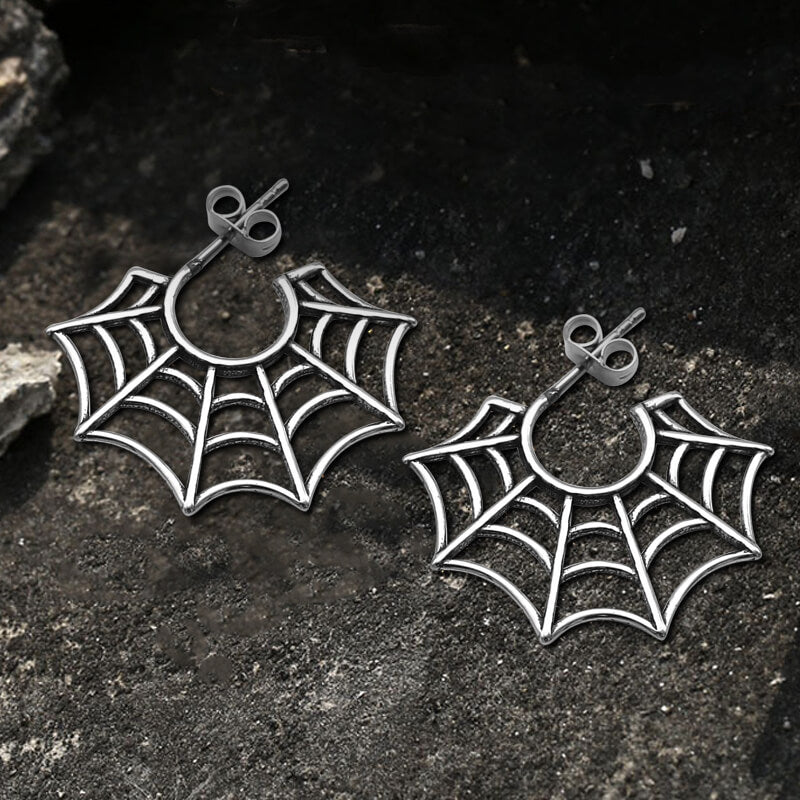 Spider Web Stainless Steel Stud Earrings