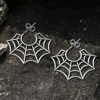 Spider Web Stainless Steel Stud Earrings