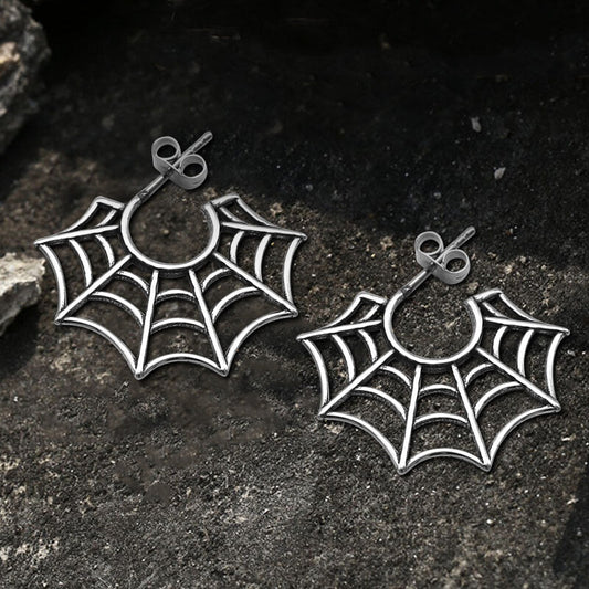 Spider Web Stainless Steel Stud Earrings