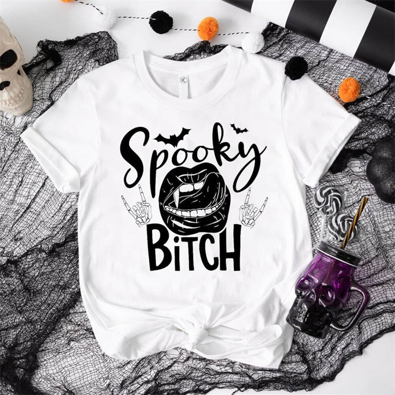 Spooky Bitch Round Neck Short Sleeve T-shirt